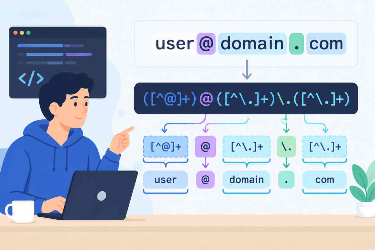 A regex matching the separate domain segments of an email address